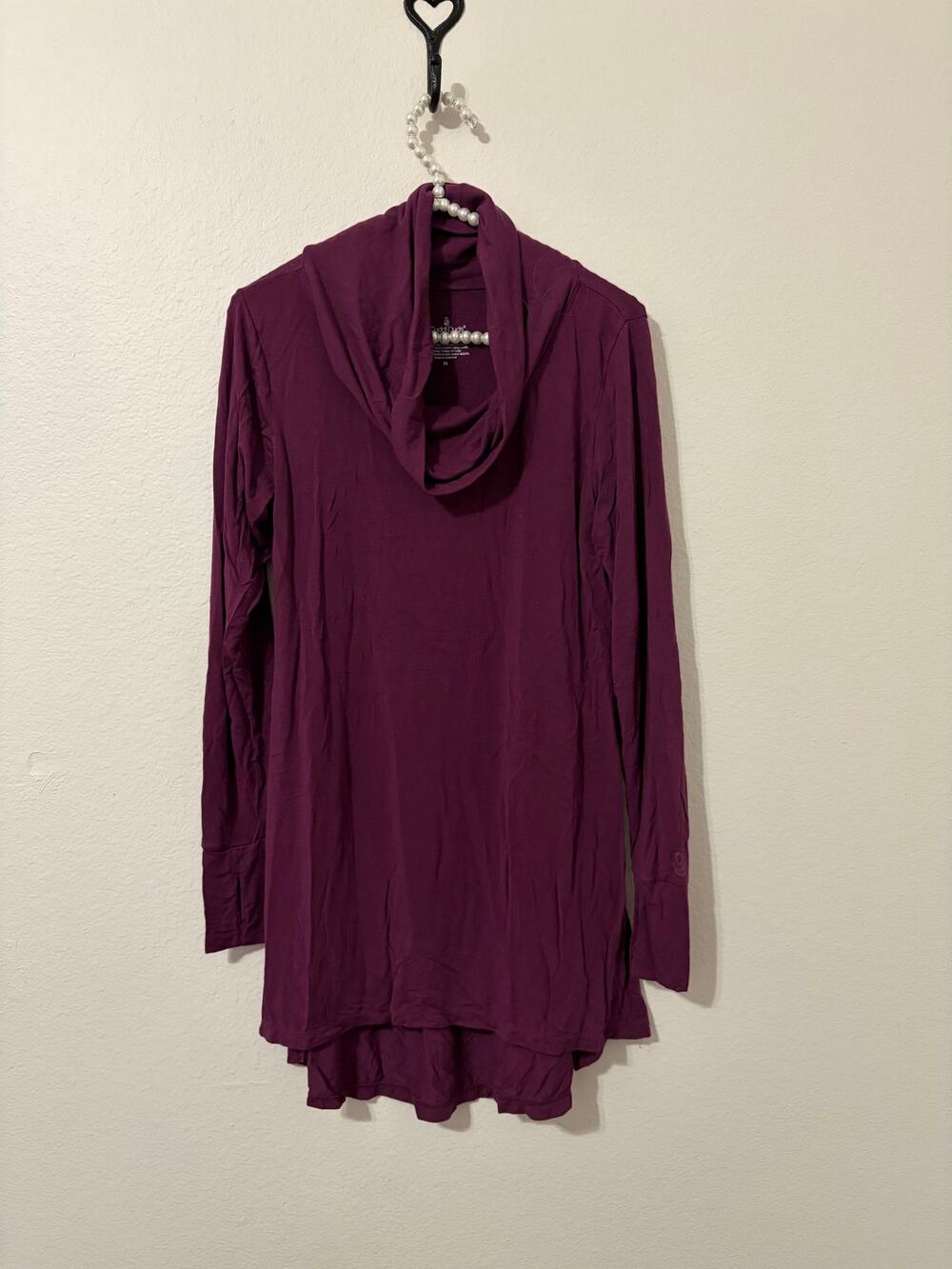 Cuddl Duds Tunic Top Women's Size Medium Loungewear Maroon Cowl Neck Comfy
